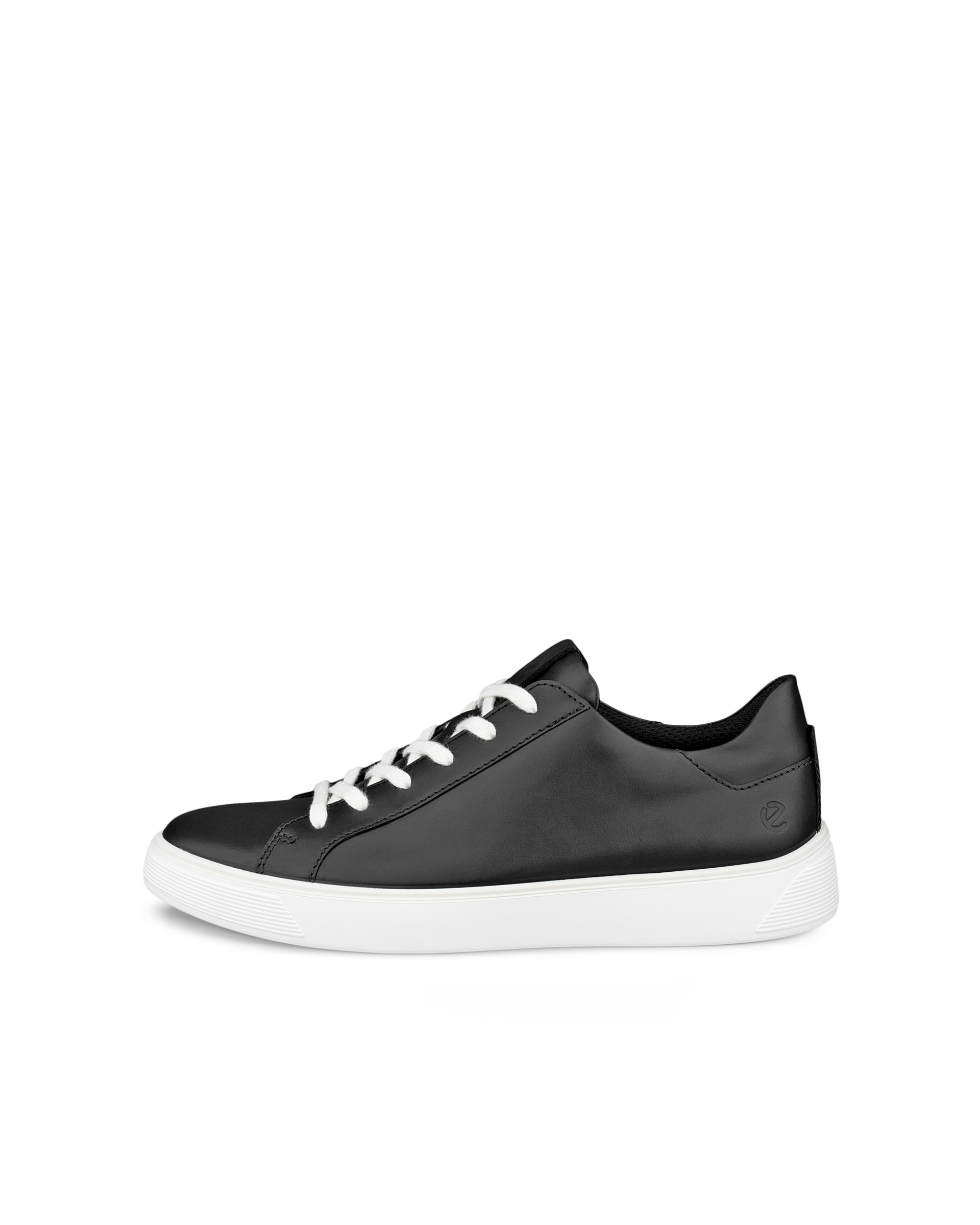 Men's ECCO® Street Tray Leather Sneaker - Black - Outside