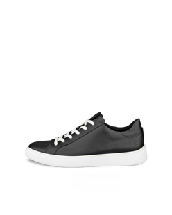 Men's ECCO® Street Tray Leather Sneaker - Black - Outside