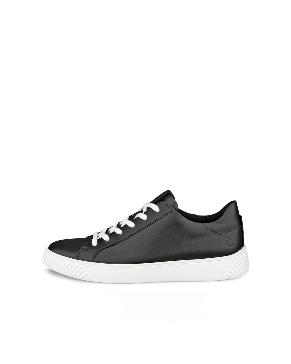 Men's ECCO® Street Tray Leather Sneaker - Black - Outside