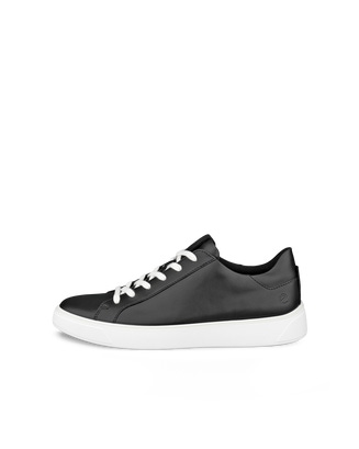 Men's ECCO® Street Tray Leather Sneaker - Black - Outside