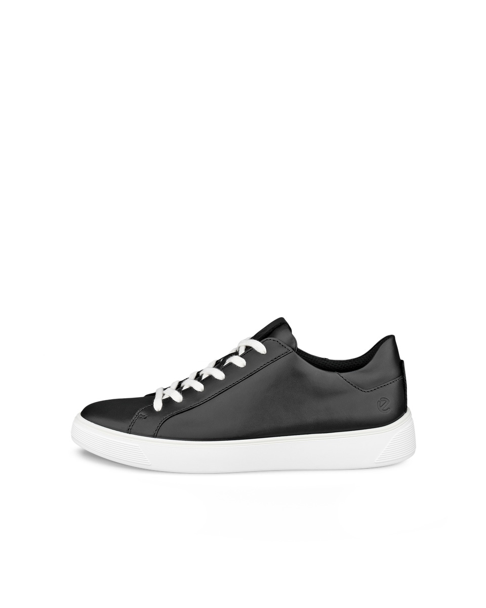 Men s ECCO Street Tray Leather Sneaker Black