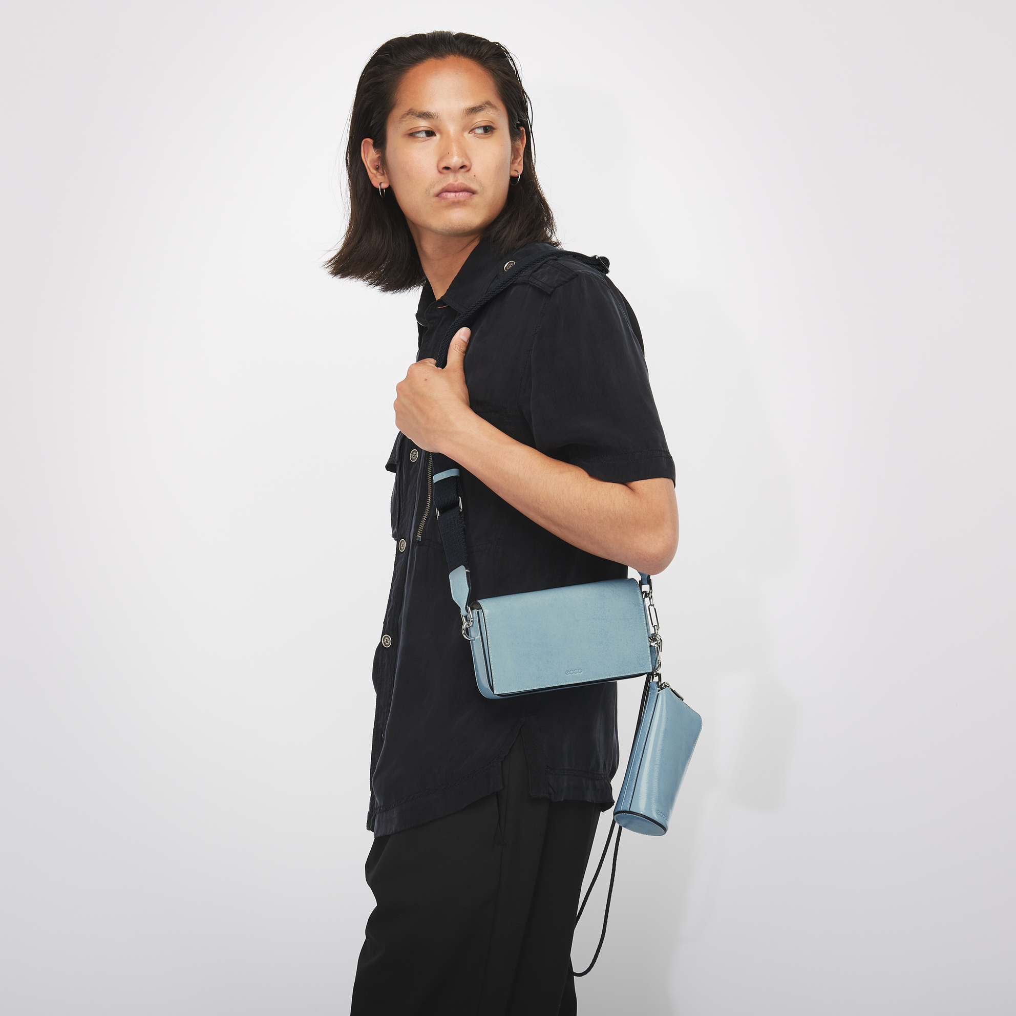 ECCO® Indigo Leather Phone Bag - Blue - Modelshot-1