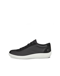 Men's ECCO® Soft Zero Leather Sneaker - Black - Outside