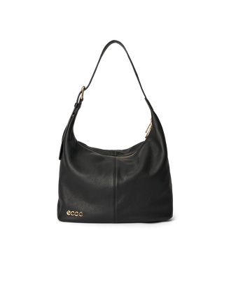 ECCO® Soft Medium Pebbled Leather Hobo Bag - Black - Main