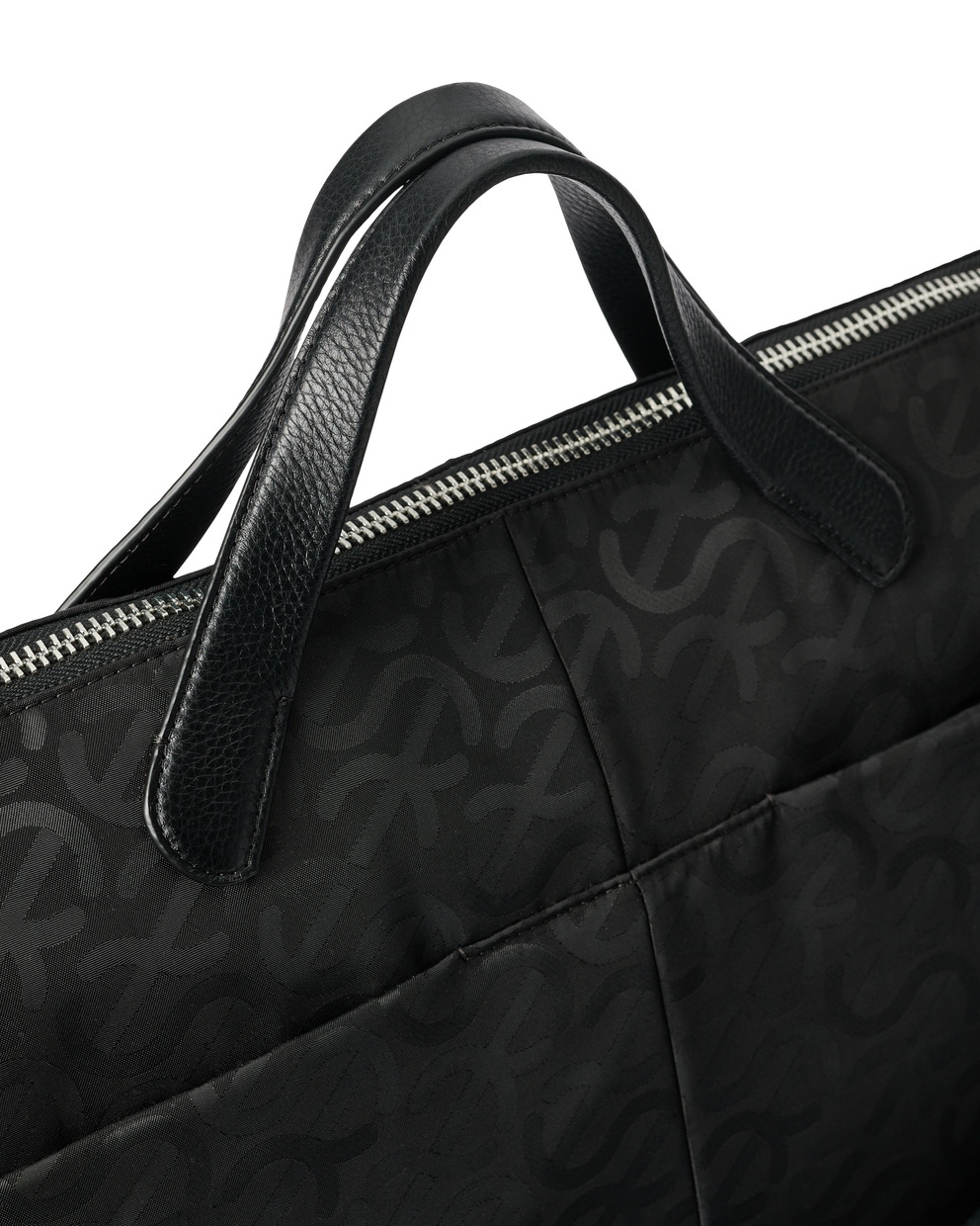 ECCO® Weekender Jacquard Wave Leather Tote Bag - Black - Detail-1