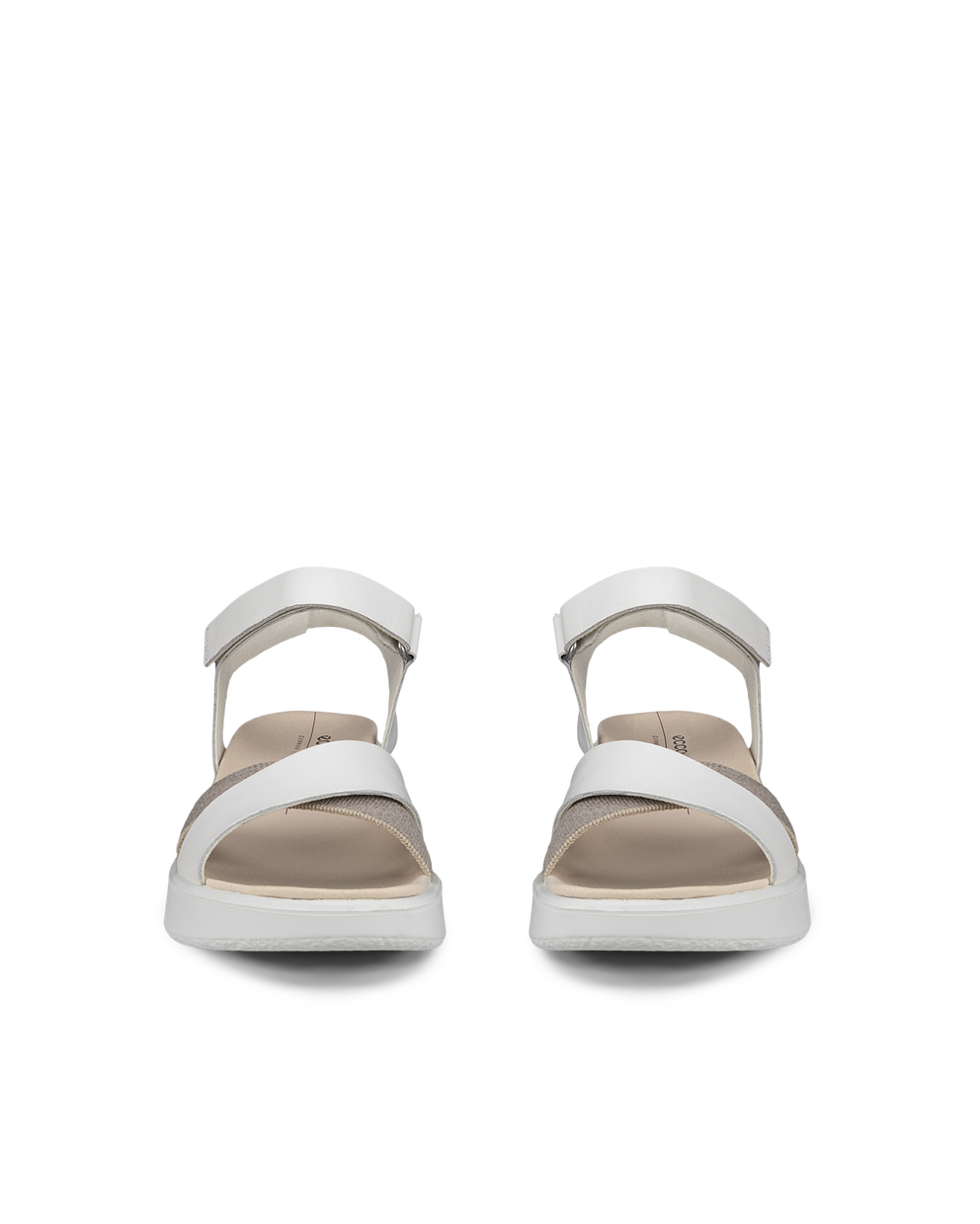 여성용 ECCO® Flowt Wedge LX 가죽 웨지 샌들 - White - Front pair