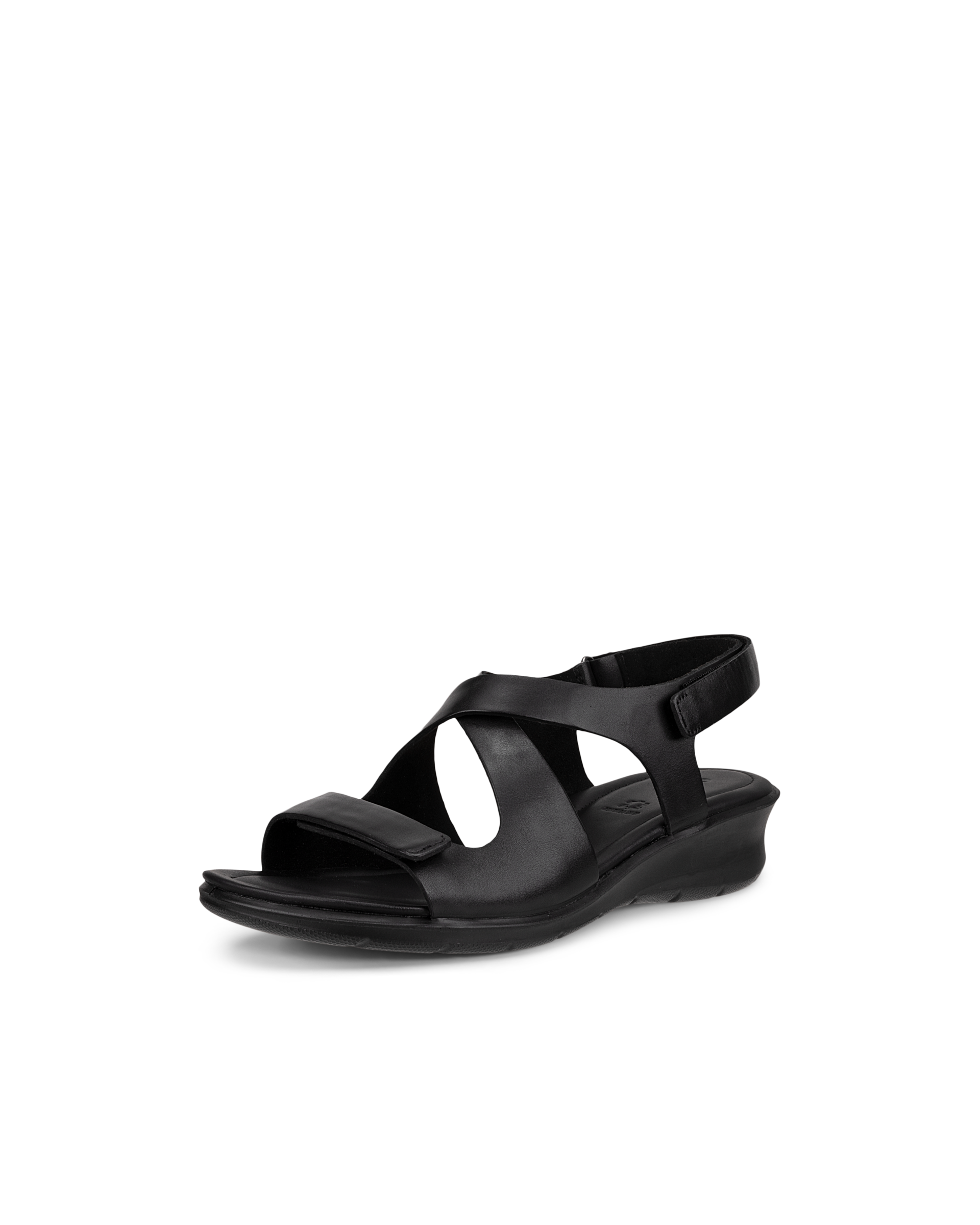 Women's ECCO® Felicia Leather Wedge Sandal - Black - Main