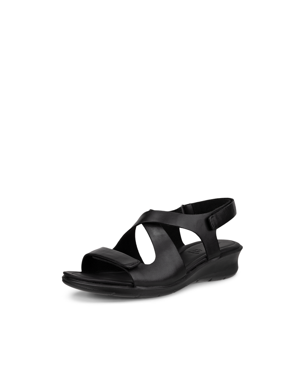 Women's ECCO® Felicia Leather Wedge Sandal - Black - Main