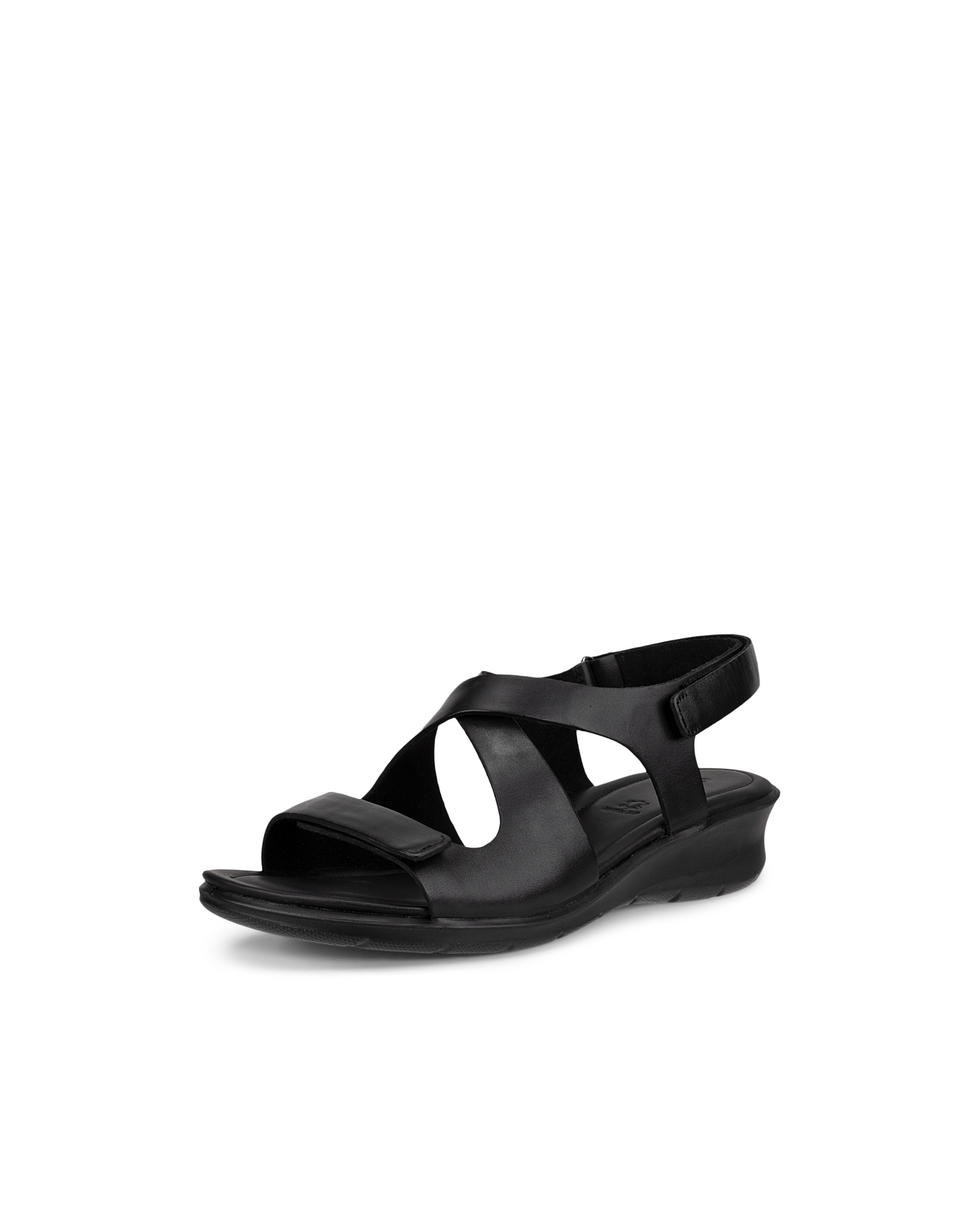 Women's ECCO® Felicia Leather Wedge Sandal - Black - Main