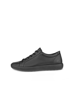 Women's ECCO® Soft 7 Leather Sneaker - Black - Outside