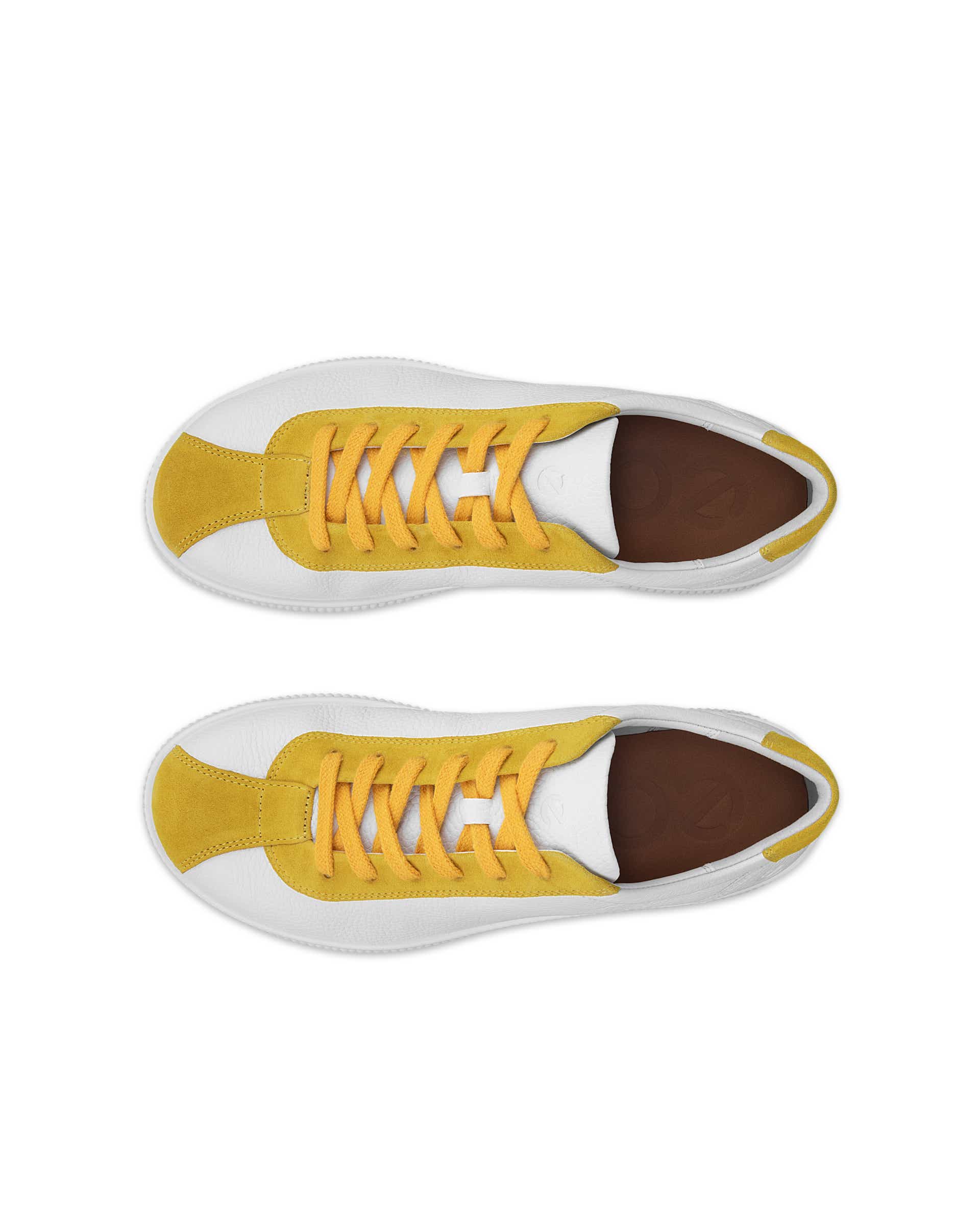 ECCO Soft Zero メンズ レザースニーカー - イエロー - Top left pair