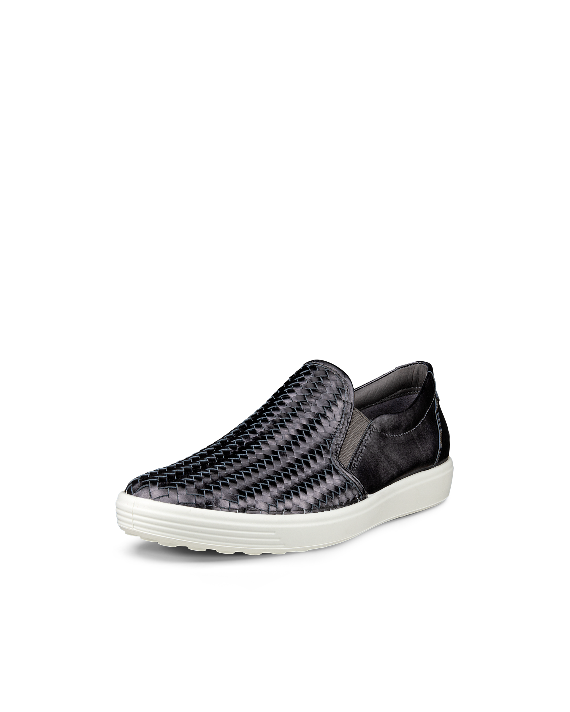 Women's ECCO® Soft 7 Leather Slip-On Sneaker - Silver - Main