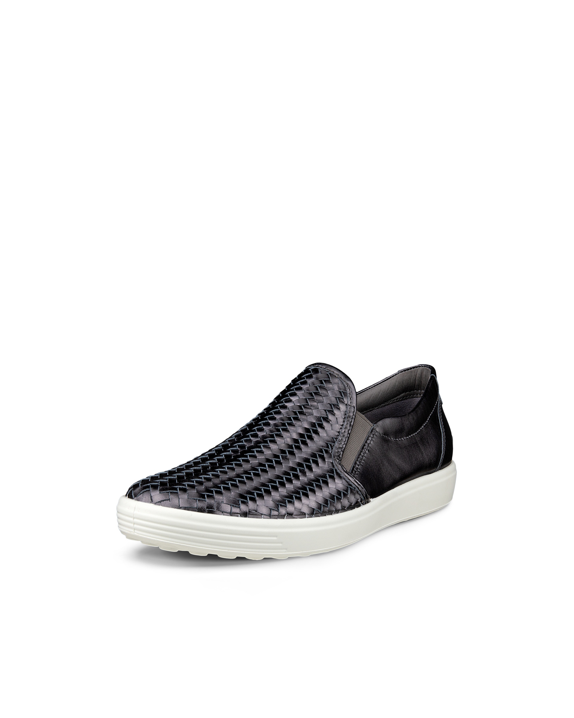 Women's ECCO® Soft 7 Leather Slip-On Sneaker - Silver - Main