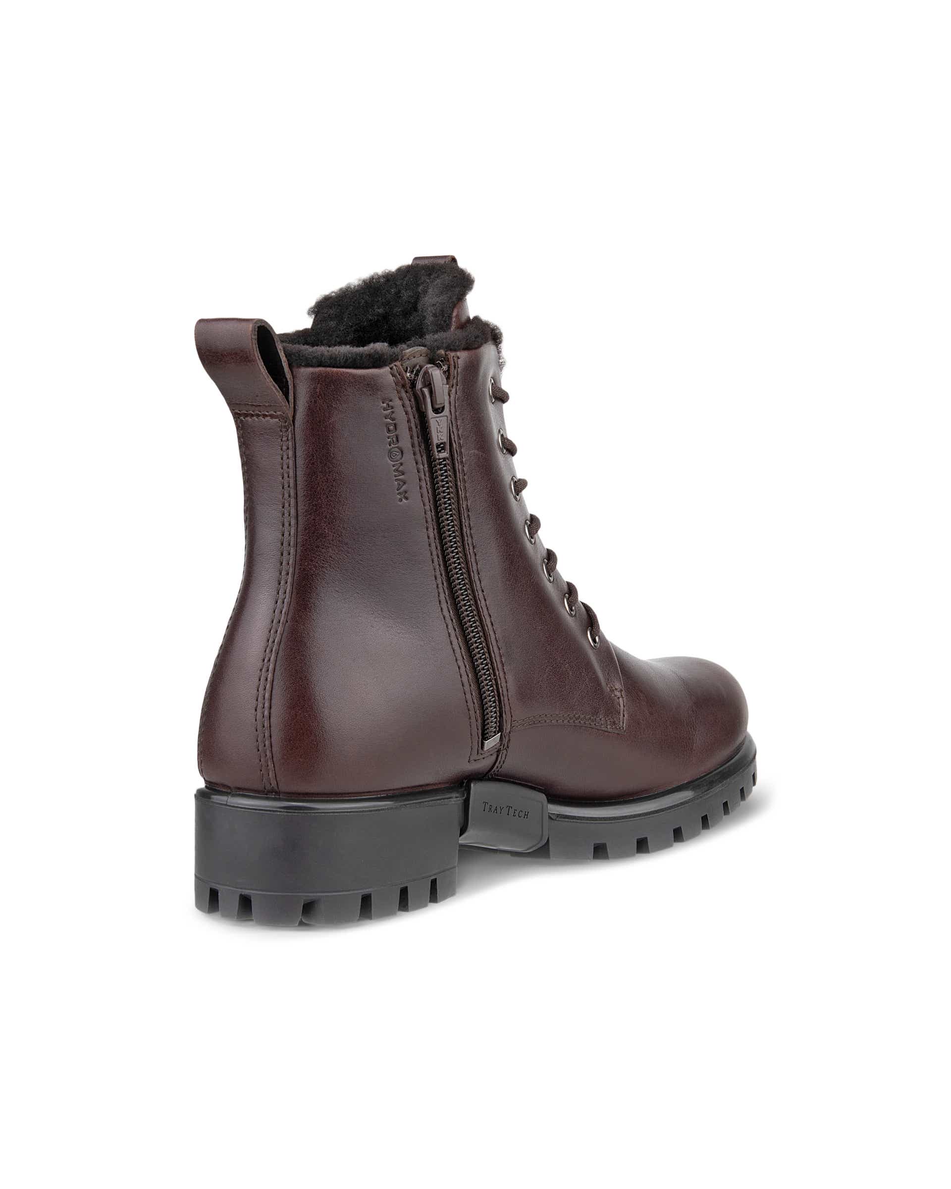 ECCO Modtray ウィメンズ レザーレースアップミッドカットブーツ - ブラウン - Back