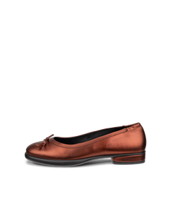 Women's ECCO® Sculpted LX 15 BOW Leather Ballerina - Brown - Outside