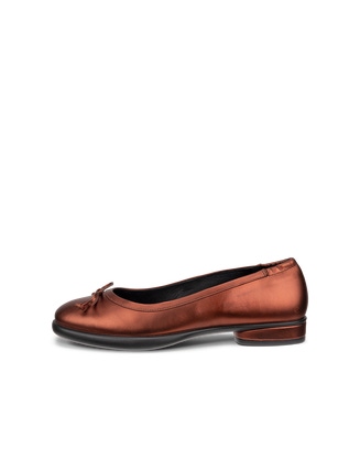 Women's ECCO® Sculpted LX Leather Ballerina - Brown - Outside