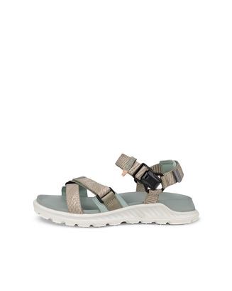 Women's ECCO® Exowrap Textile Sandal - Beige - Outside