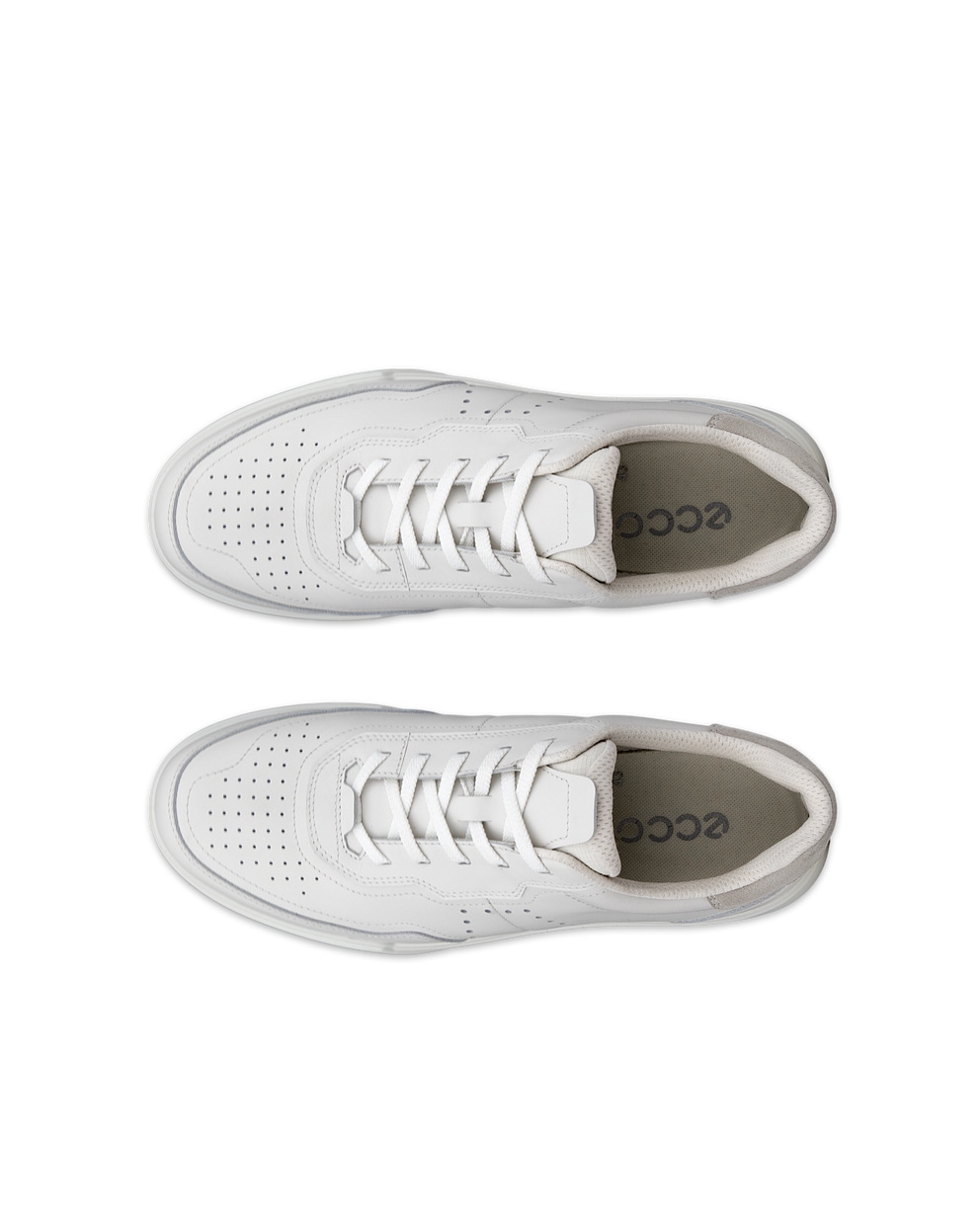 Men's ECCO® Street Court Leather Sneaker - White - Top left pair