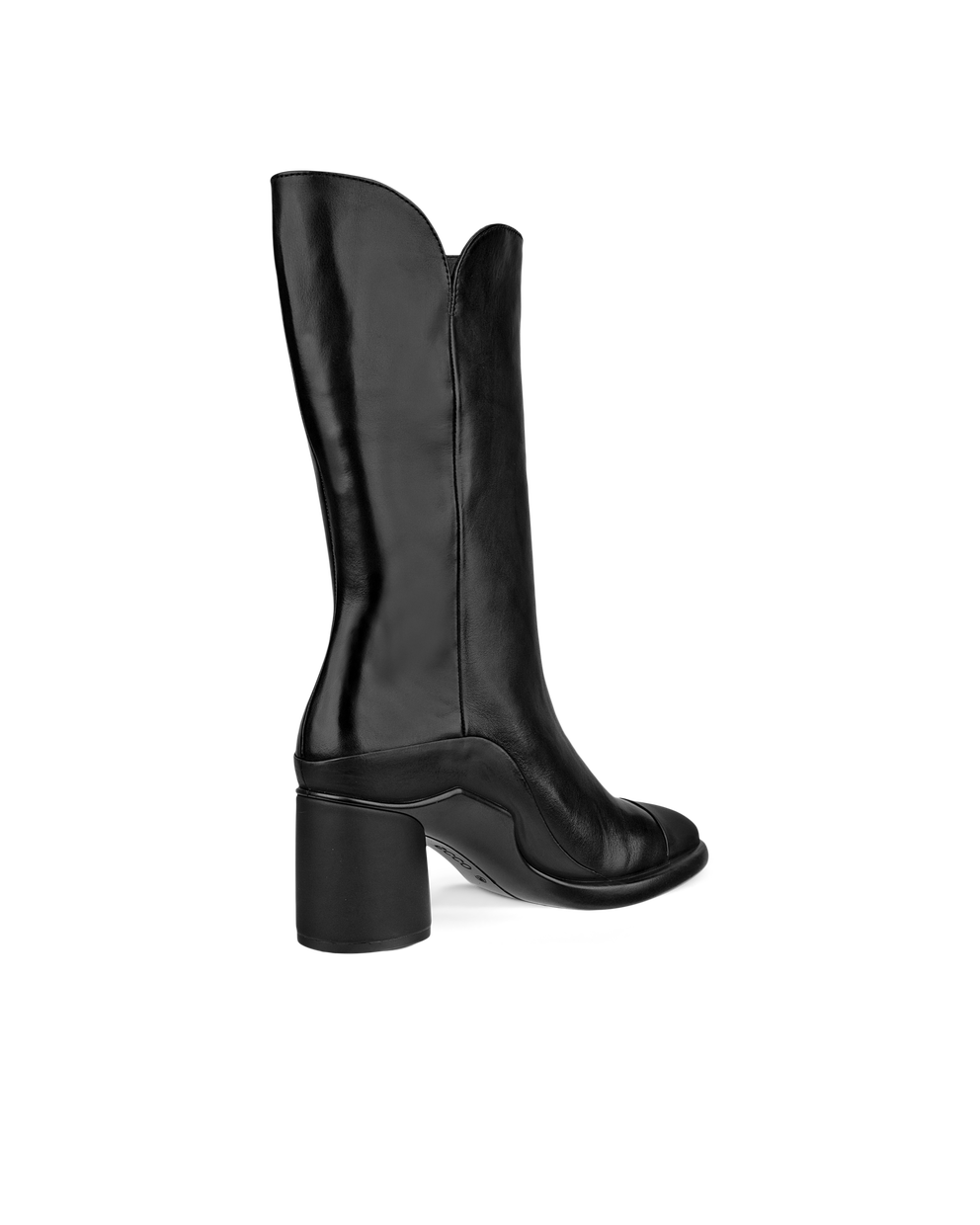 Women's ECCO® Sculpted LX 55 Leather Block-Heeled High-Cut Boot - Black - Back