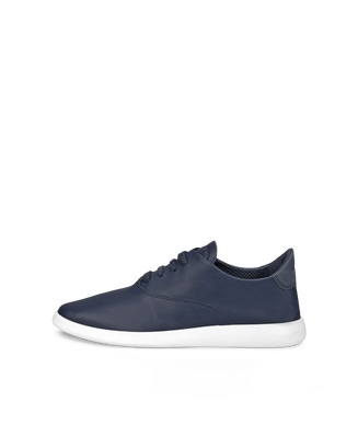 Women's ECCO® Minimalist Leather Lace-Up Shoe - Blue - Outside