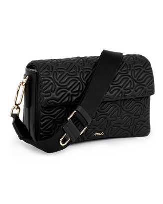 ECCO® Pinch Large Quilted Wave Leather Crossbody Bag - Black - Main