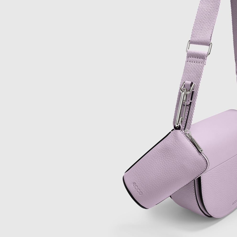 ECCO® Textureblock Leather Saddle Bag - Purple - Detail-2