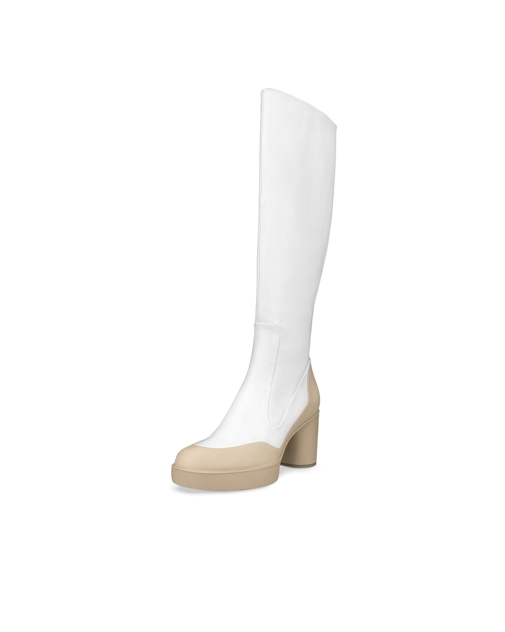 Women's ECCO® Shape Sculpted Motion 55 Leather High-Cut Boot - White - Main