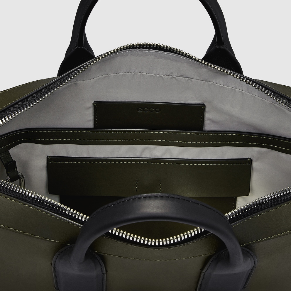 ECCO® City Leather Laptop Bag - Green - Inside