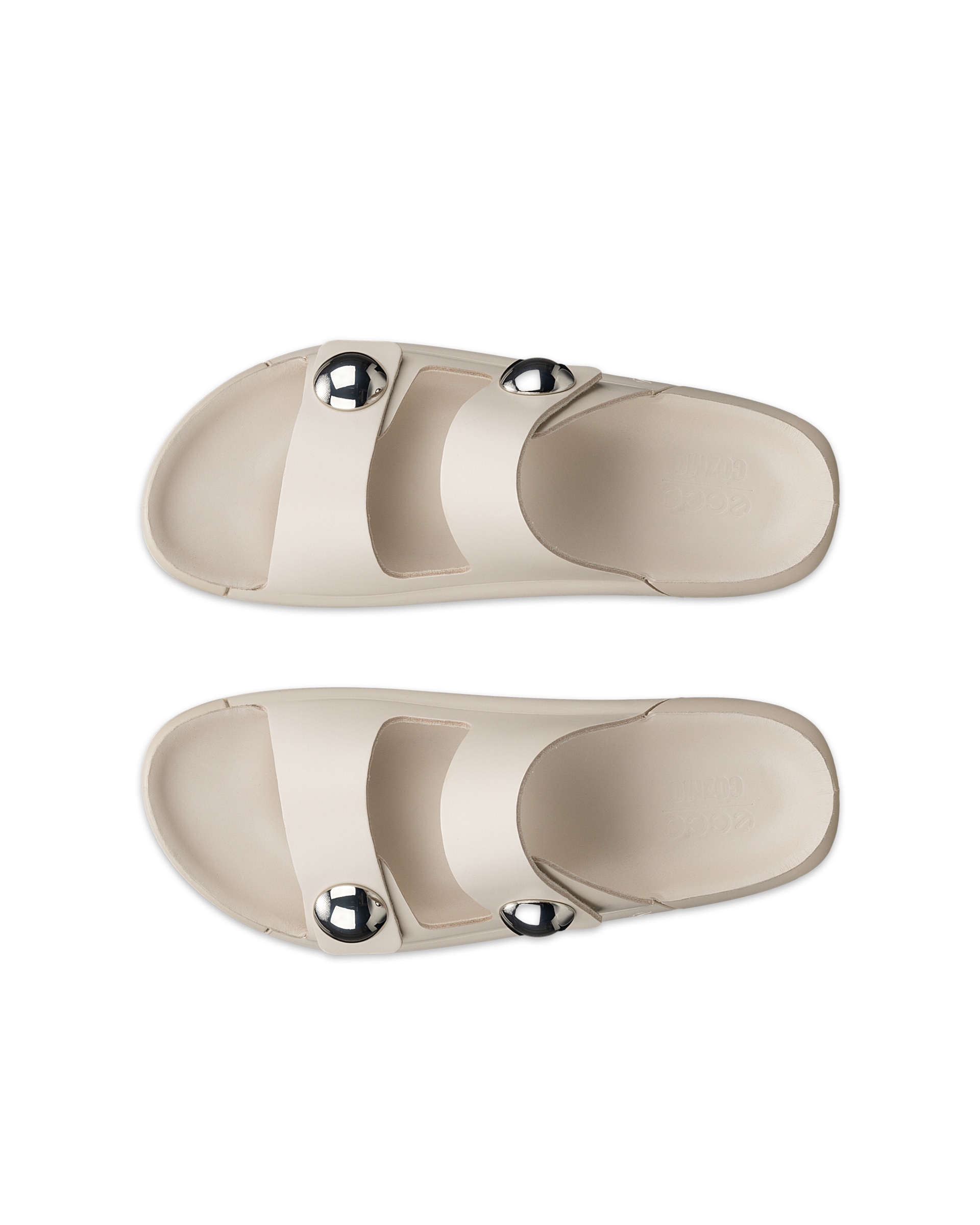 Women's ECCO® Cozmo Leather Two Strap Sandal - Brown - Top left pair