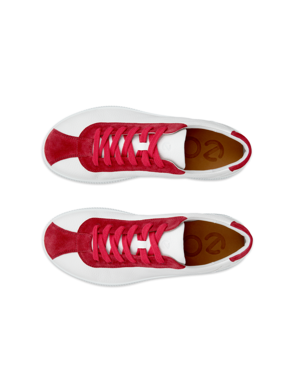 남성 ECCO® Soft Zero 가죽 트레이너 - Red - Top left pair