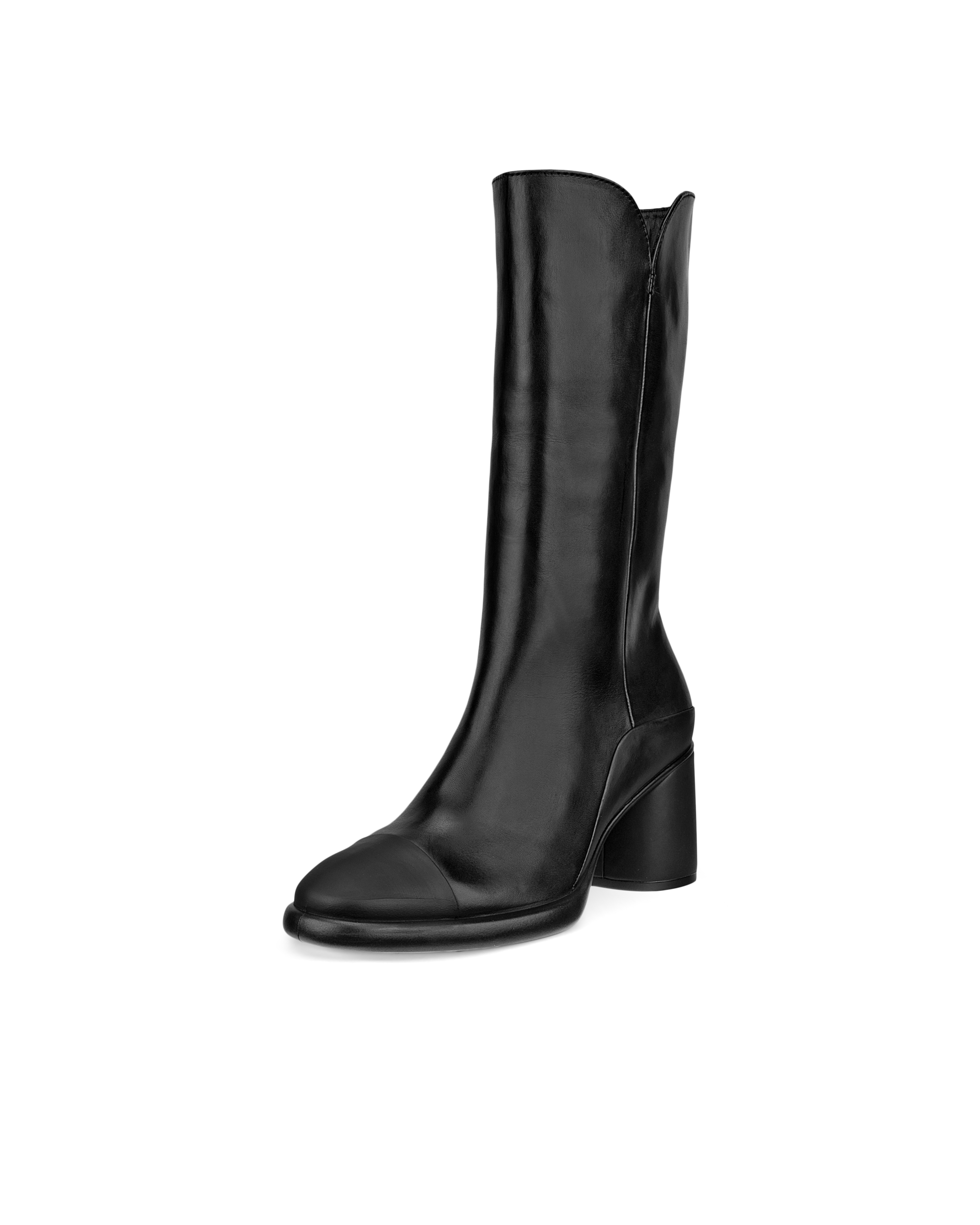 Women's ECCO® Sculpted LX 55 Leather Block-Heeled High-Cut Boot - Black - Main