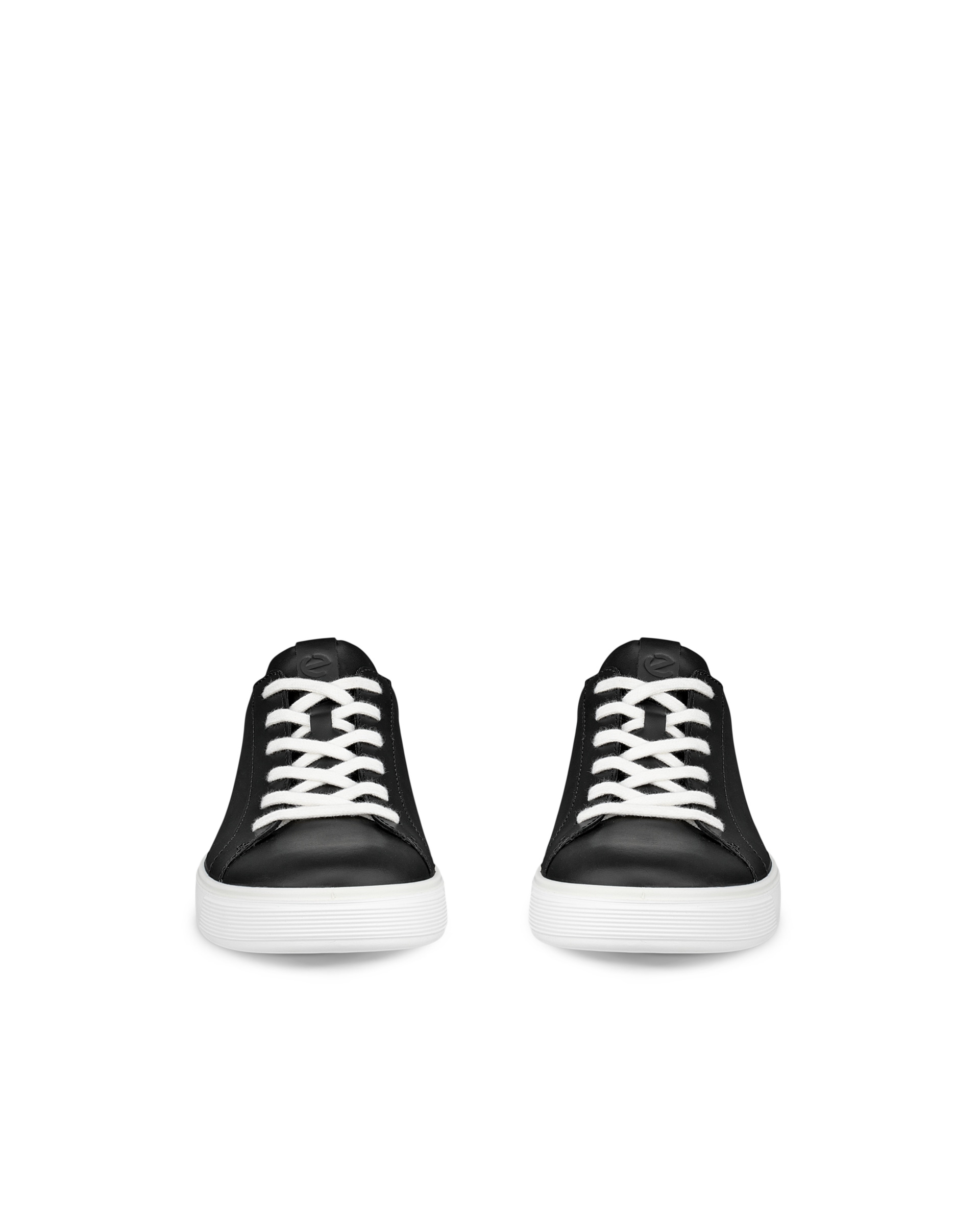 Men's ECCO® Street Tray Leather Sneaker - Black - Front pair