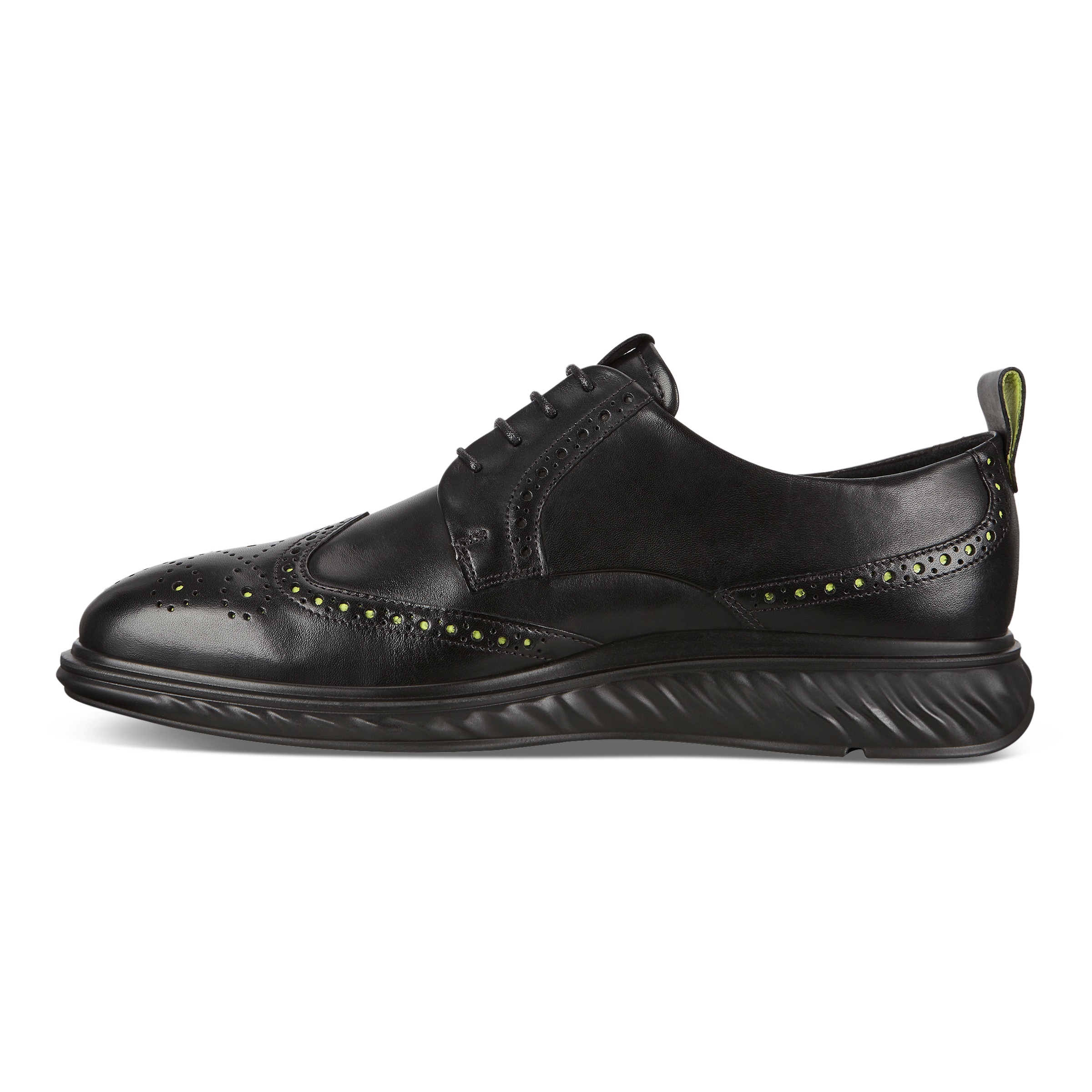 ECCO ST.1 Hybrid Lite Wingtip Brogue Shoes - Black - Inside