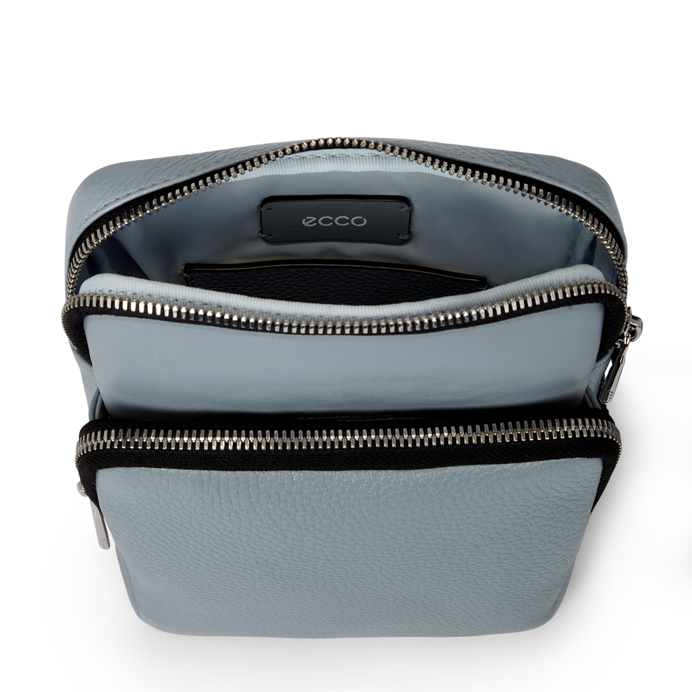 ECCO® Flat Pouch Leather Crossbody Bag - Grey - Inside