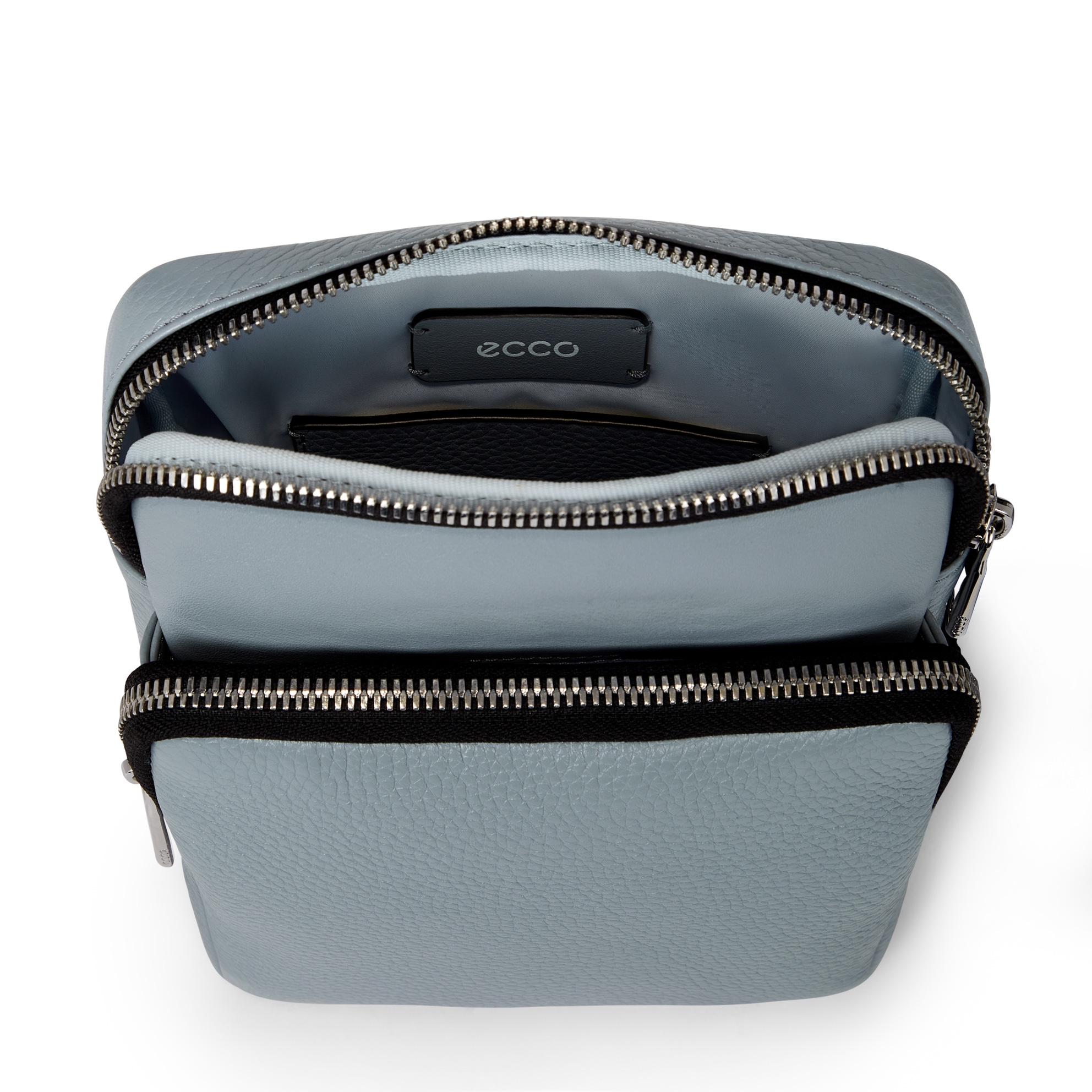 ECCO® Flat Pouch Leather Crossbody Bag - Grey - Inside