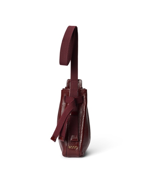 ECCO® Sail Medium Shine Pebbled Leather Hobo Bag | Red