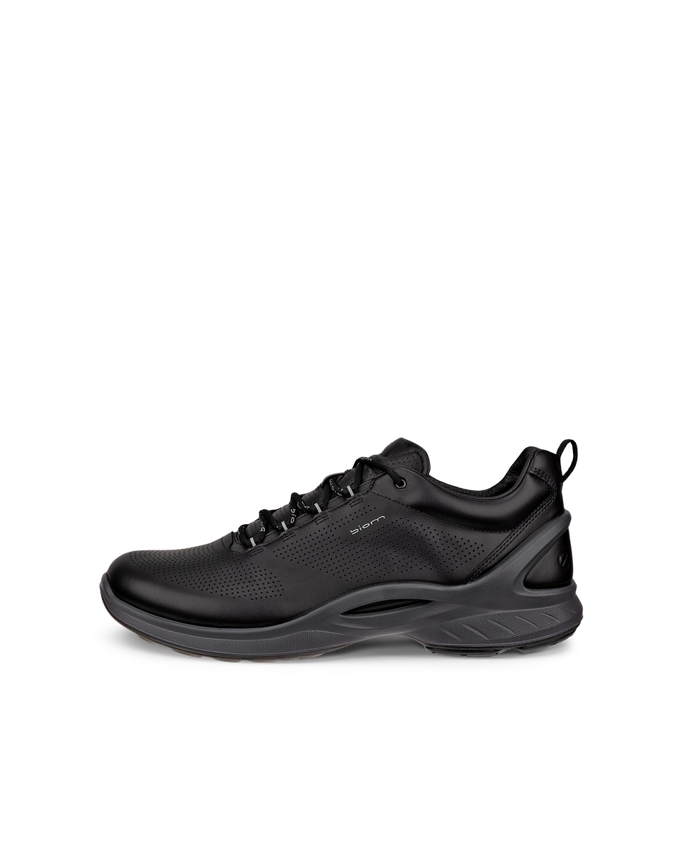 Men s ECCO Biom Fjuel Leather Outdoor Sneaker Black