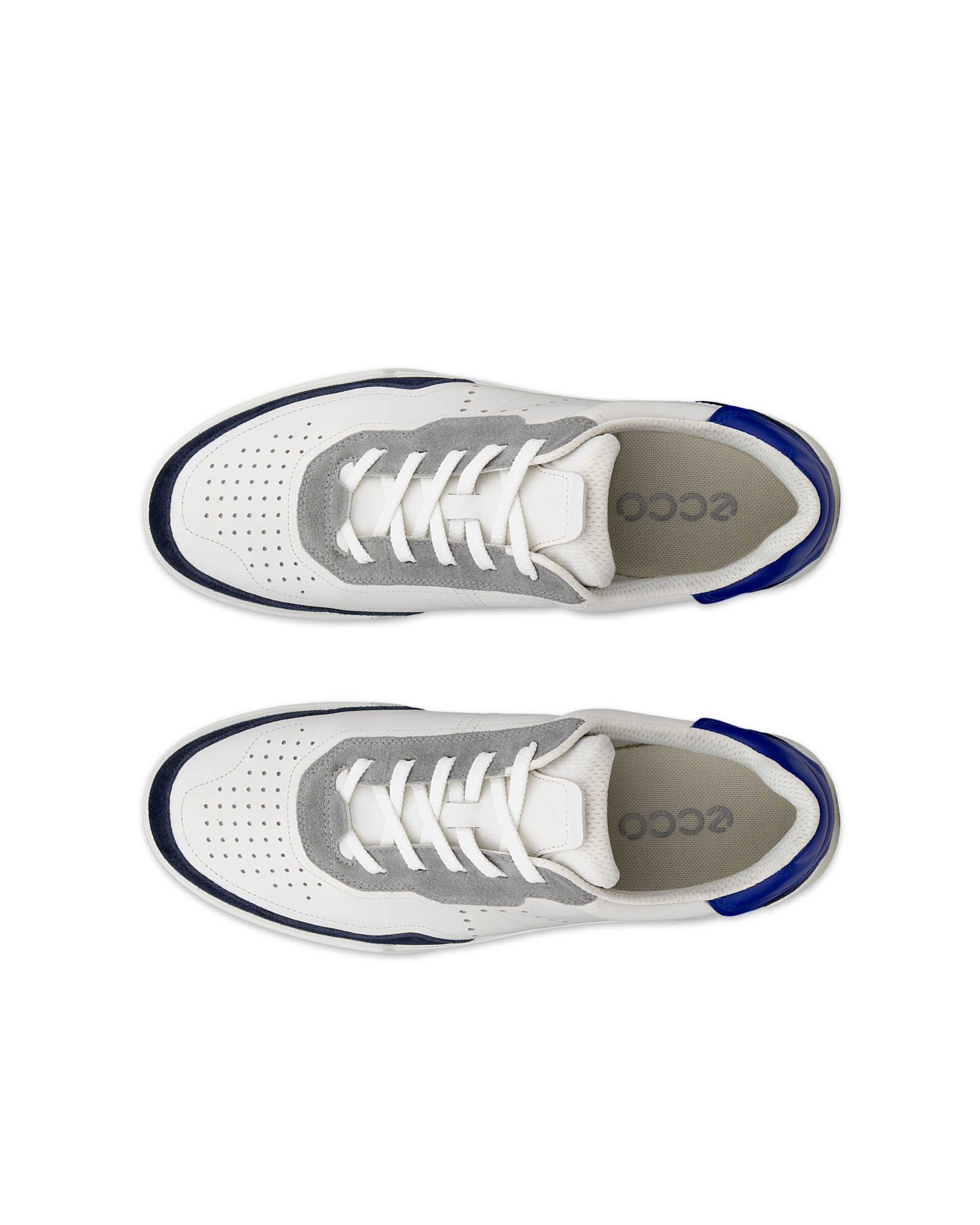 Men's ECCO® Street Court Leather Sneaker - White - Top left pair