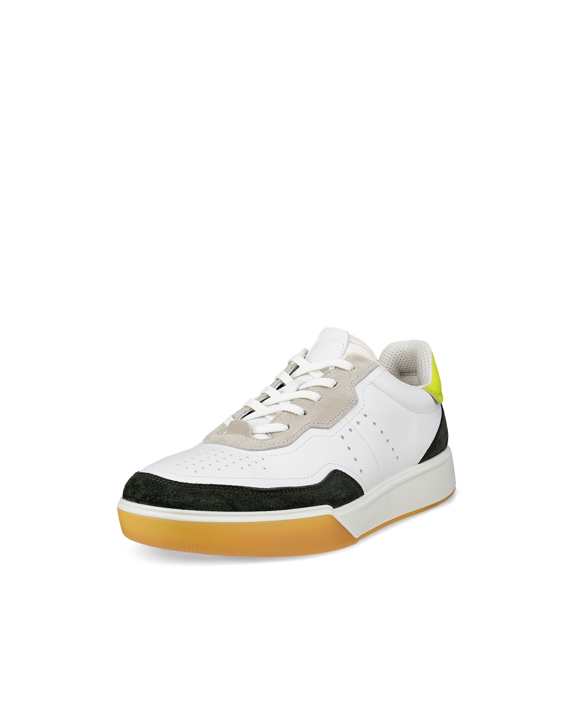 Men's ECCO® Street Court Leather Sneaker - White - Main