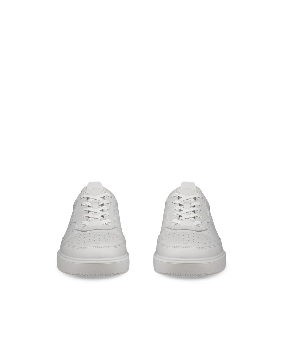 Men's ECCO® Street Court Leather Sneaker - White - Front pair