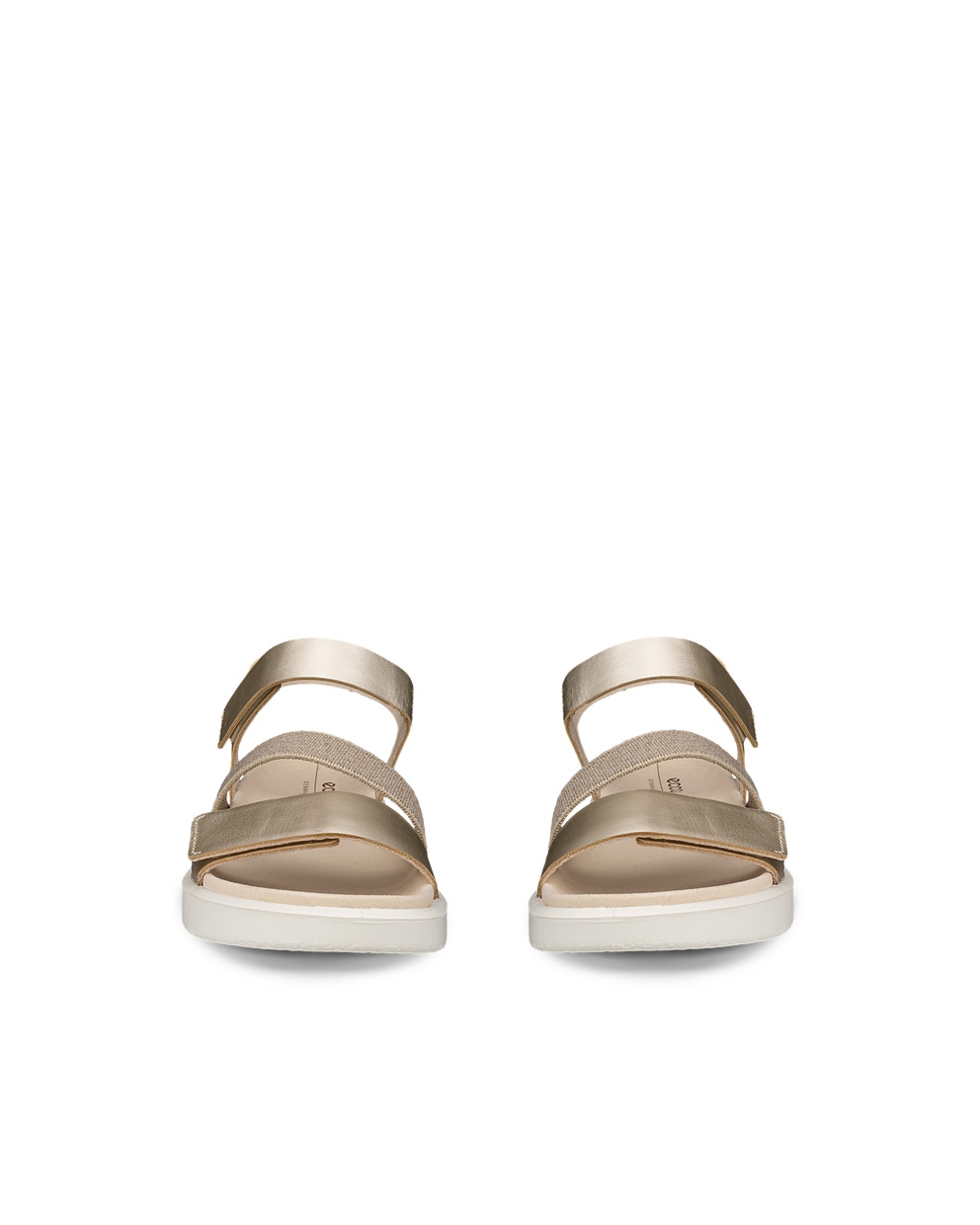 Women's ECCO® Flowt Leather Flat Sandal - Metallics - Front pair