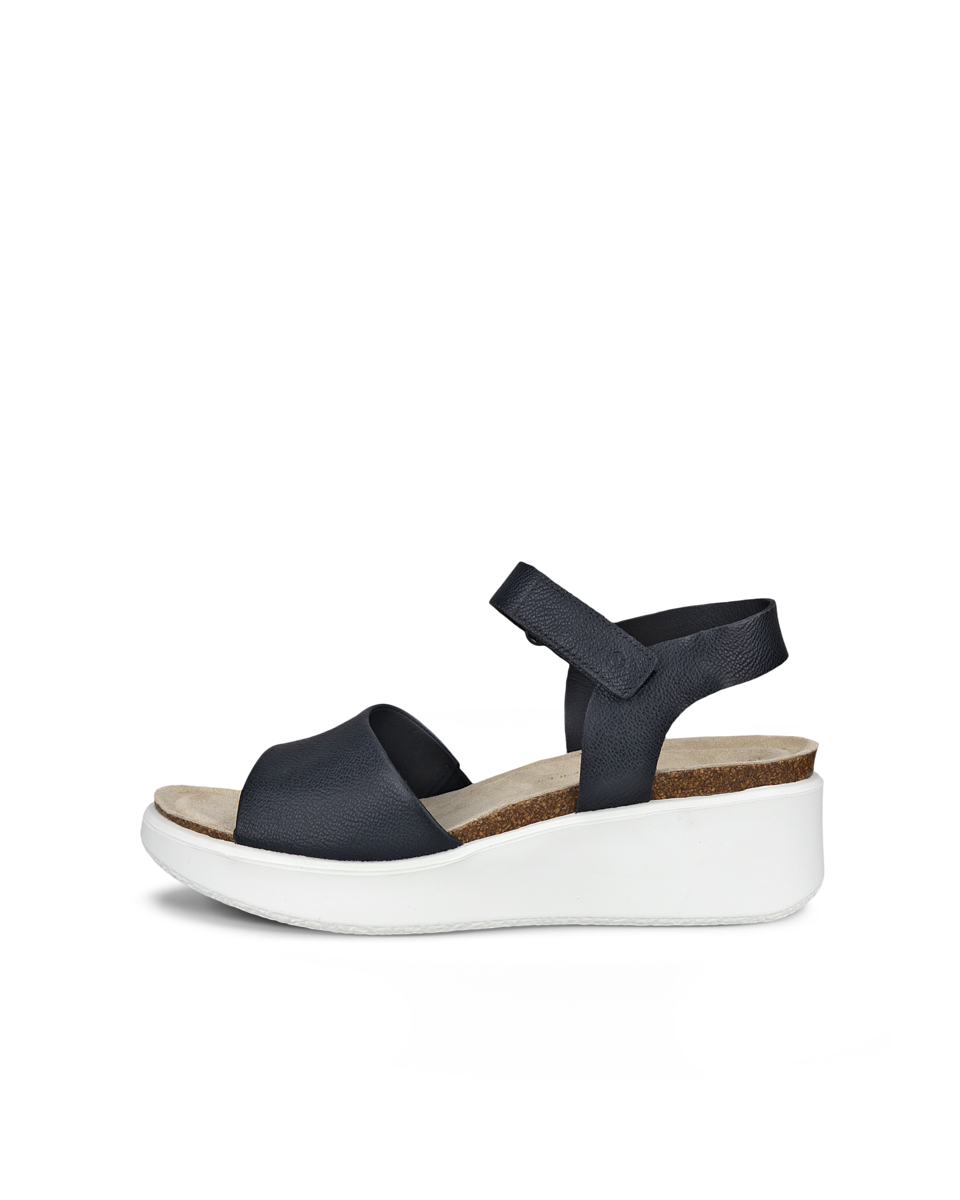 ECCO® Flowt sandale compensée liège et cuir pour femme - Noir - Outside