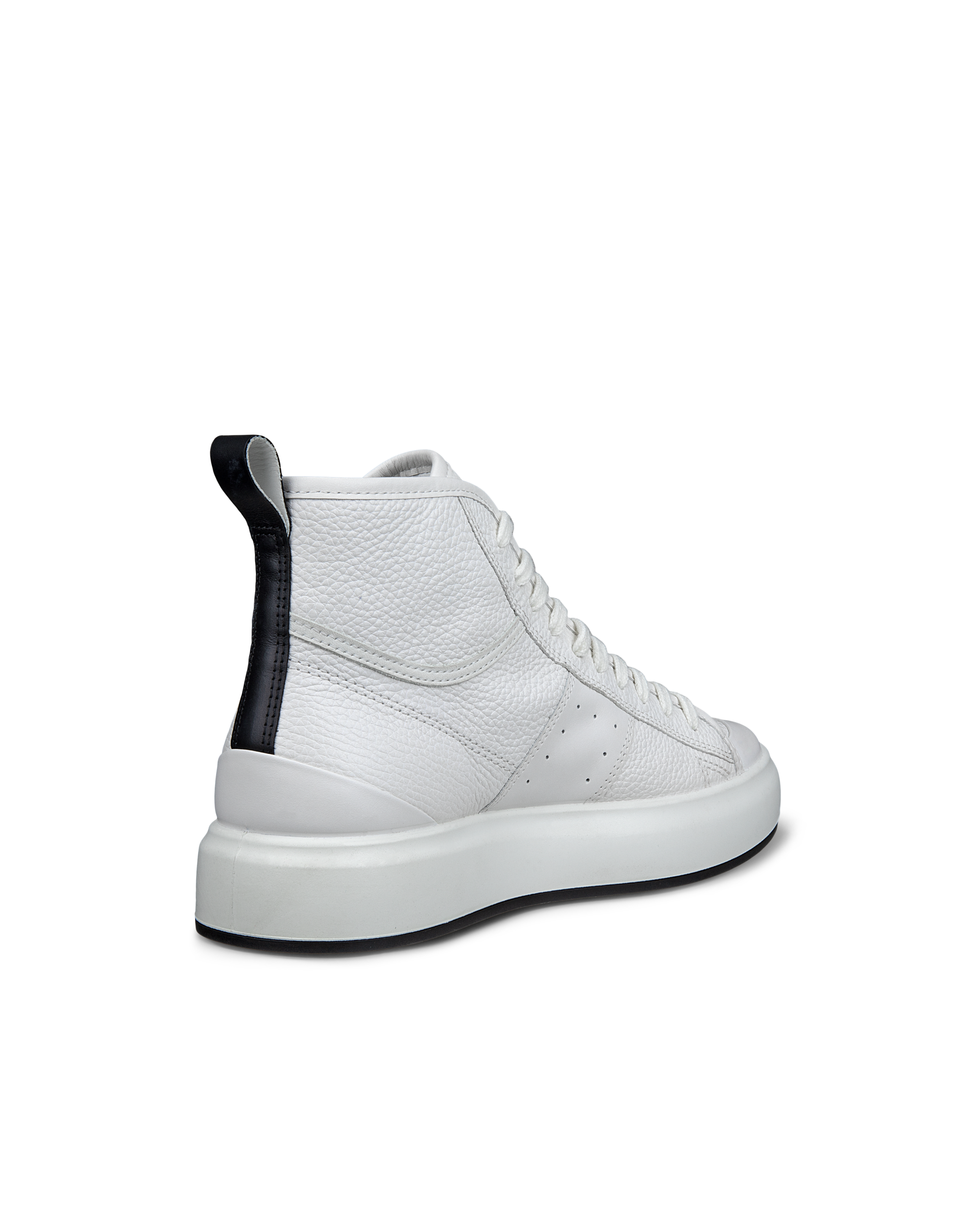 Women's ECCO® Street Ace Leather High-Top Sneaker - White - Back