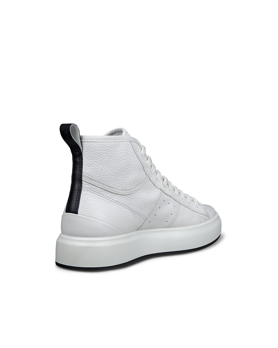 ECCO Street Ace ウィメンズ レザーハイカットスニーカー | White