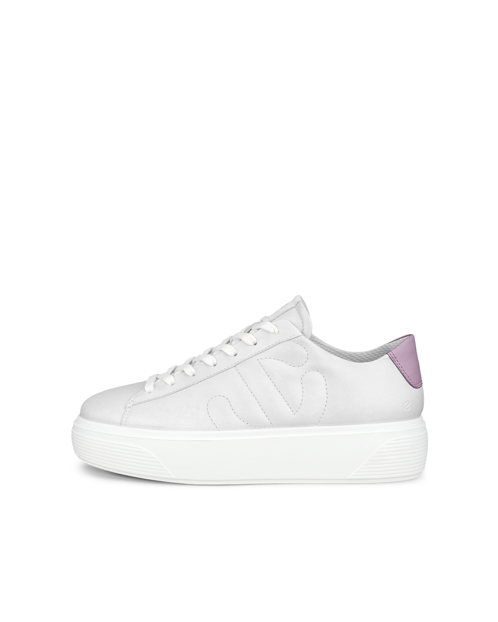 Women's ECCO® Street Platform Leather Platform Sneaker - White - Outside