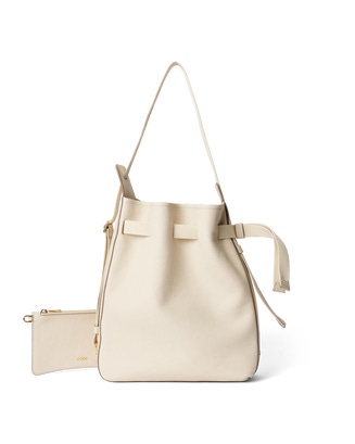 ECCO® Sail Pebbled Leather Medium Hobo Bag - Beige - Main