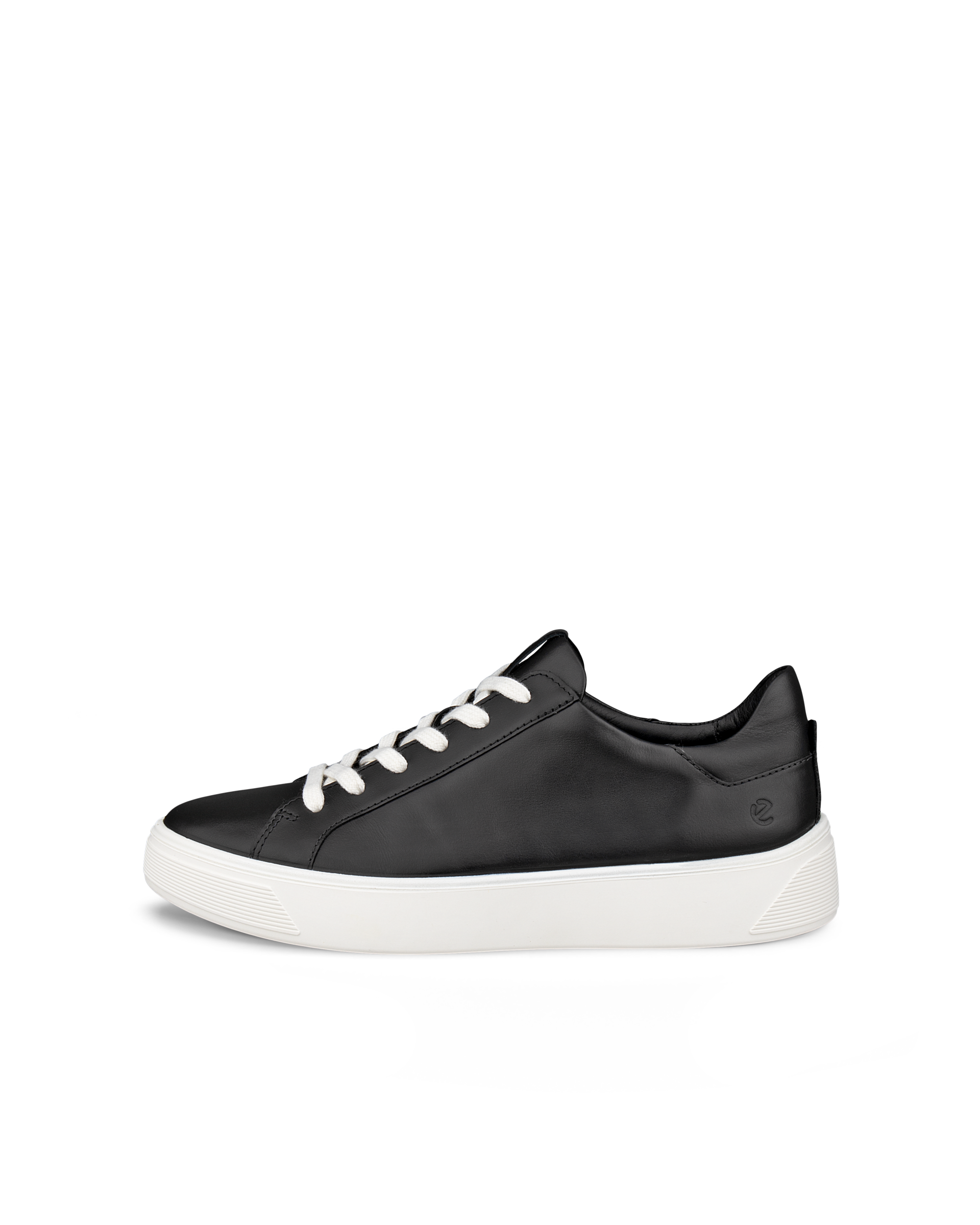 Women's ECCO® Street Tray Leather Sneaker - Black - Outside