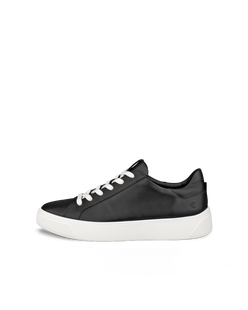 Women's ECCO® Street Tray Leather Sneaker - Black - Outside