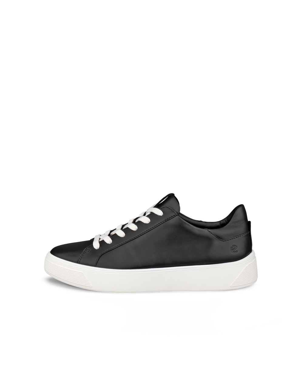 Women's ECCO® Street Tray Leather Sneaker - Black - Outside