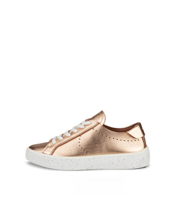 Women's ECCO® Street Tray Leather Sneaker - Metallics - Outside